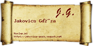 Jakovics Géza névjegykártya