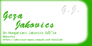 geza jakovics business card